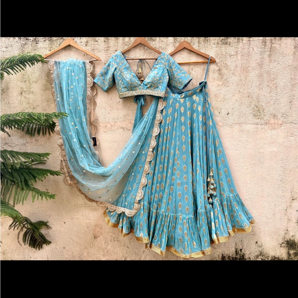 Blue and Gold Lehenga
